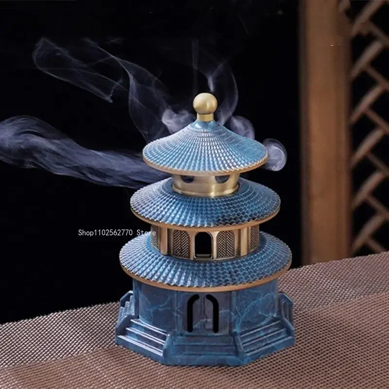 Antique Brass Incense Burner Sandalwood Base Home Interior Worship Buddha Incense Burner Creative Tea Ceremony Ornaments