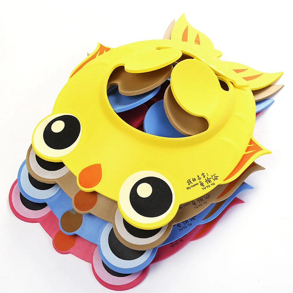 

Baby Adjustable Goldfish Pattern Shampoo Shower Bath Cap Ear Protect Pads Yellow Soft Elastic Infant Hair Wash Shield