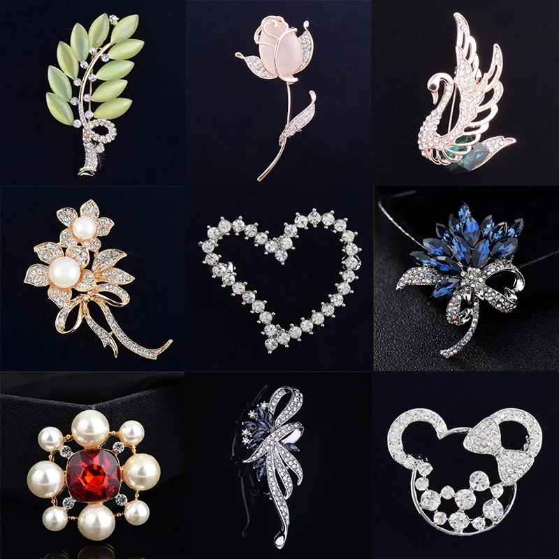 

New Fashion Fabulous Pearl Brooch Women's Floral Animal Corsage Inlaid PIIN Scarf Clasp Ornament Wholesale