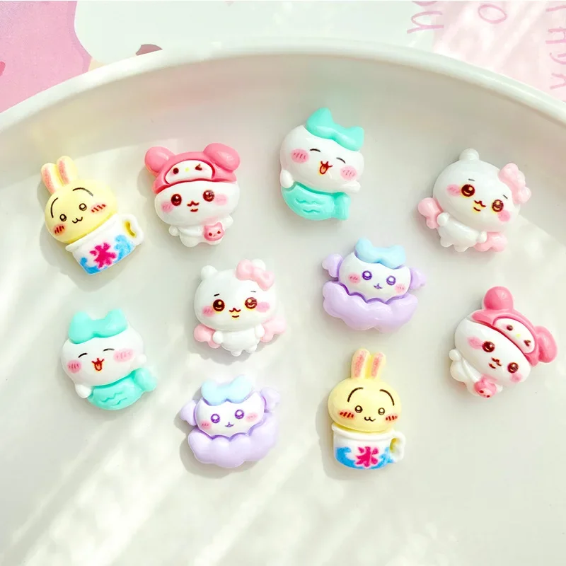 Miniso Chiikawa Creative Cartoon Resin Jewelry Accessories DIY Keychain Phone Case Hair Clip Handcrafted Kawaii Anime Girl