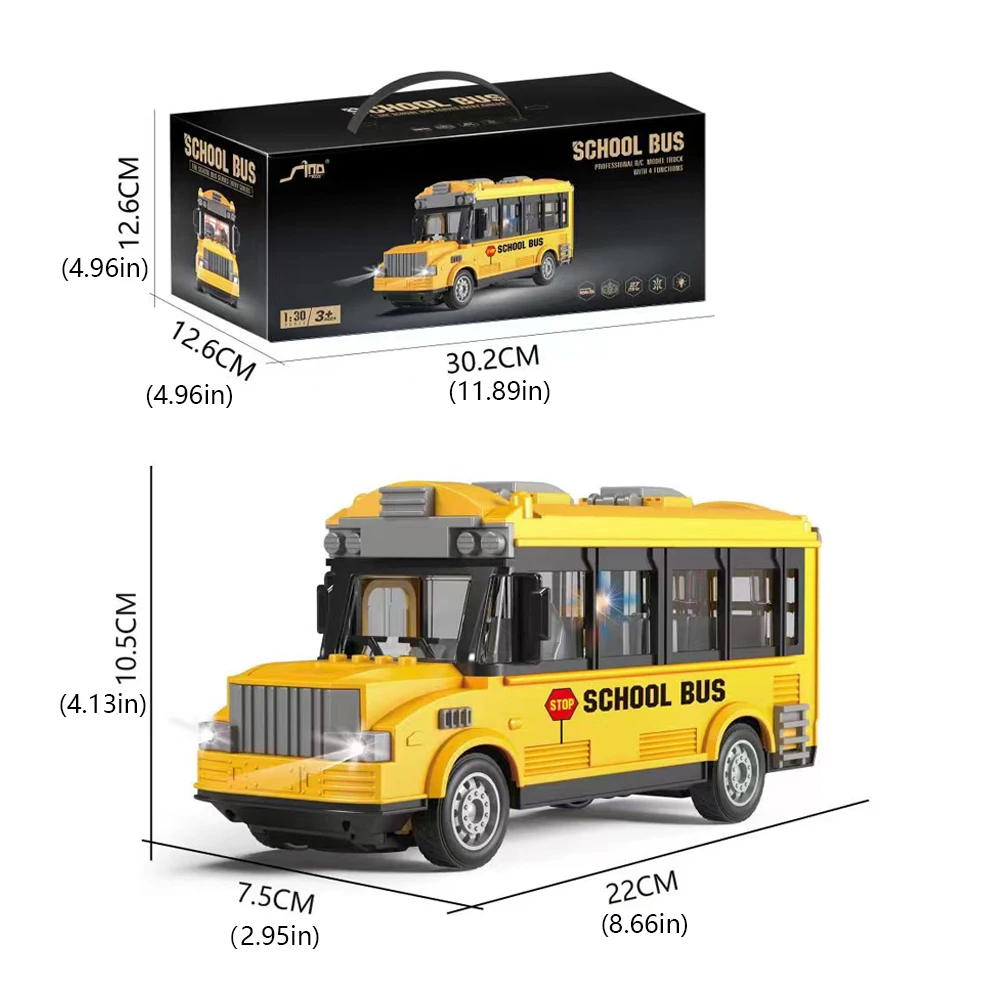 1: 30 Remote Control School Bus High Speed 4 Channels Tour Bus Model Double Decker Sightseeing Bus Electric Car Kids Toys Gift