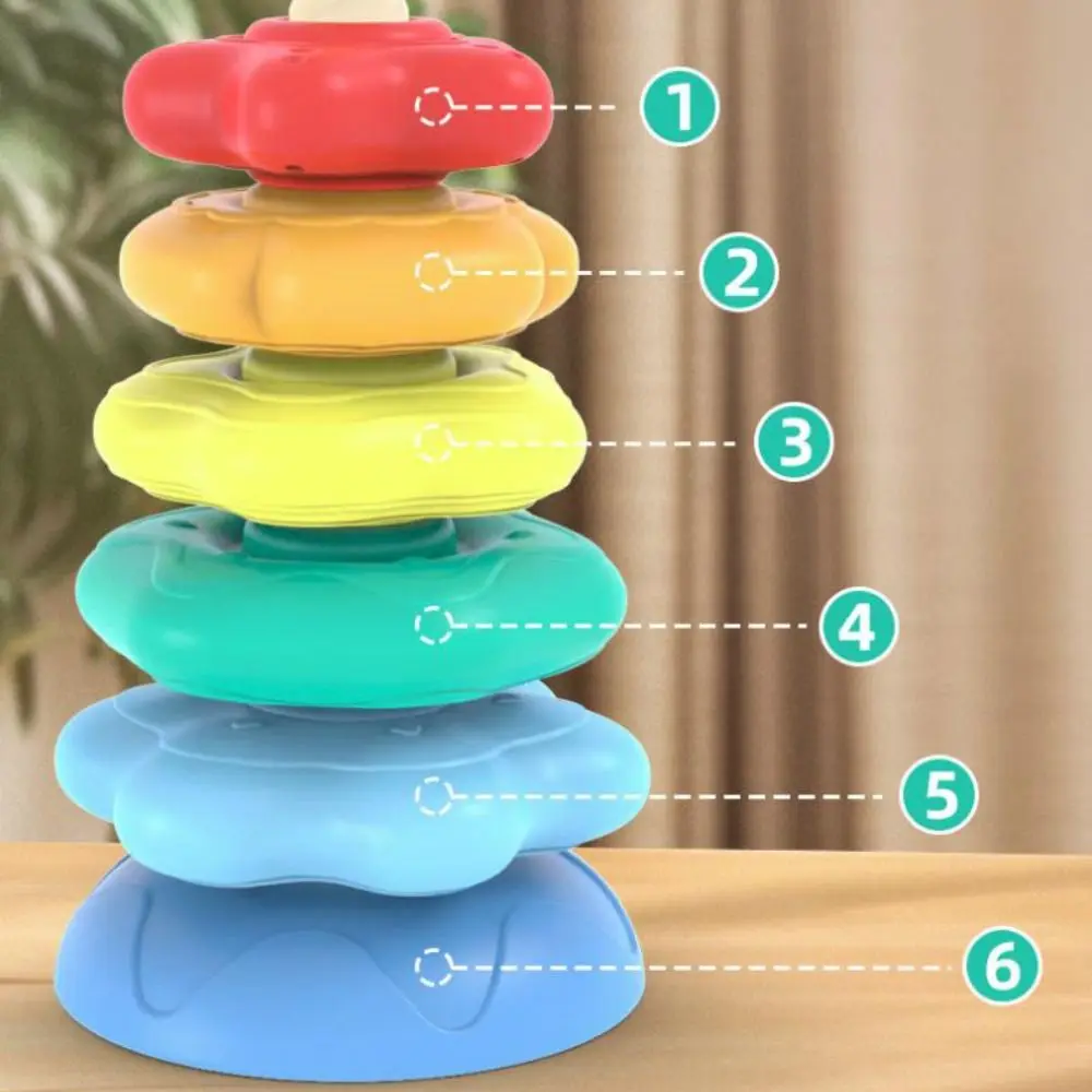 Irregular Square Rainbow Stacker Baby Toy Montessori Toy Rainbow Tower Rotating Screw Bolt Toys Stackable Puzzle