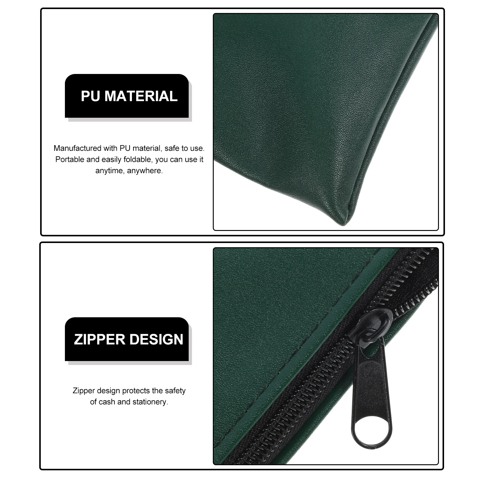 

2Pcs PU Document Holder Portable File Organizer Zipper Pouch Folder for Office School Business Document Storage
