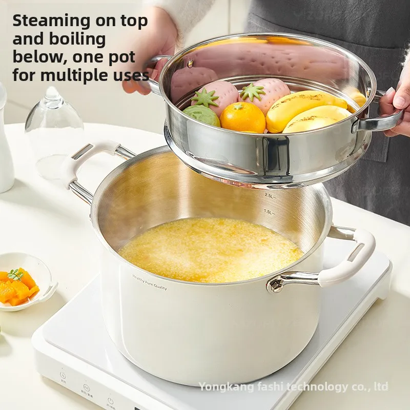 

Hxl stainless steel stock pot - uncoated ceramic, heavy-duty for soups, stews, and steaming