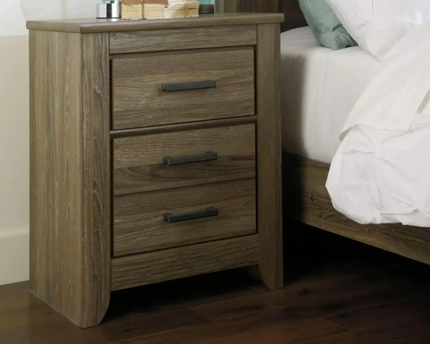 Zelen Rustic Contemporary 2 Drawer Nightstand, 29.45