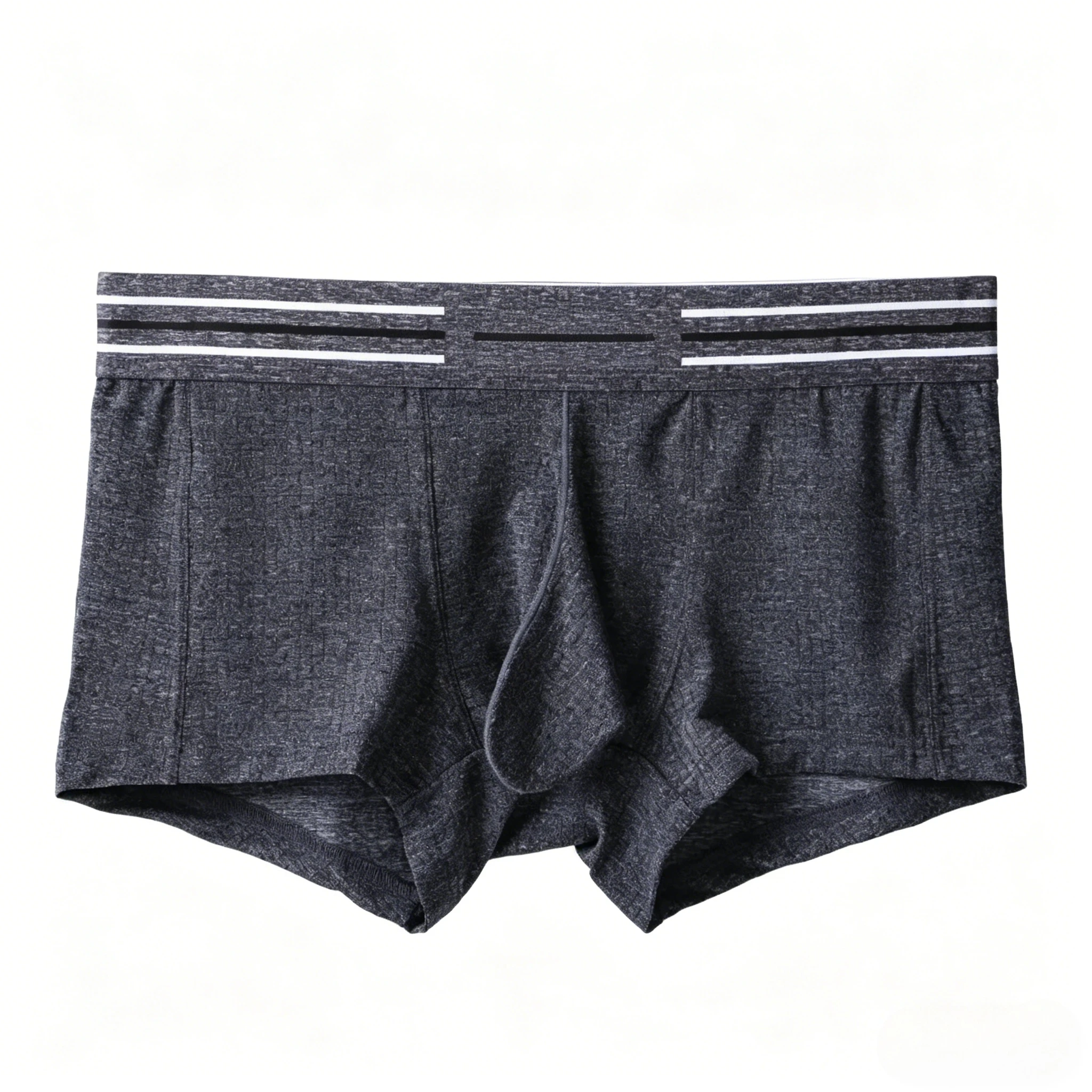 Men's Ribbed Cotton Boxer Briefs Separate Pouch Underwear Ice Silk Boxers Functional Boxers Cotton Crotch Casual Daily Underpant