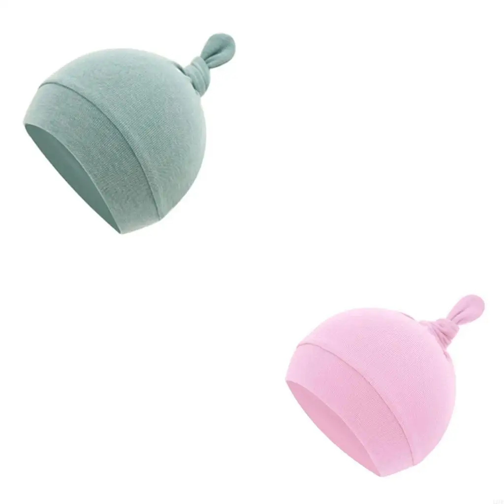 Baby Soft Cotton Hat Newborn Infant Tail Knot Beanie Solid Color Bonnet Bandanas Turban Headwrap for Boys 425F