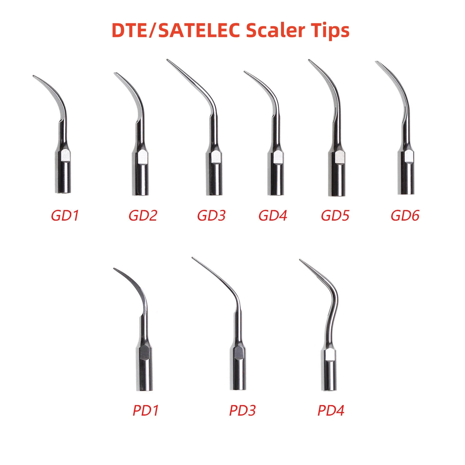 5Pcs Dental Ultrasonic Scaling Scaler Perio Insert Tip for DTE/SATELEC Cavitron Handpiece G P