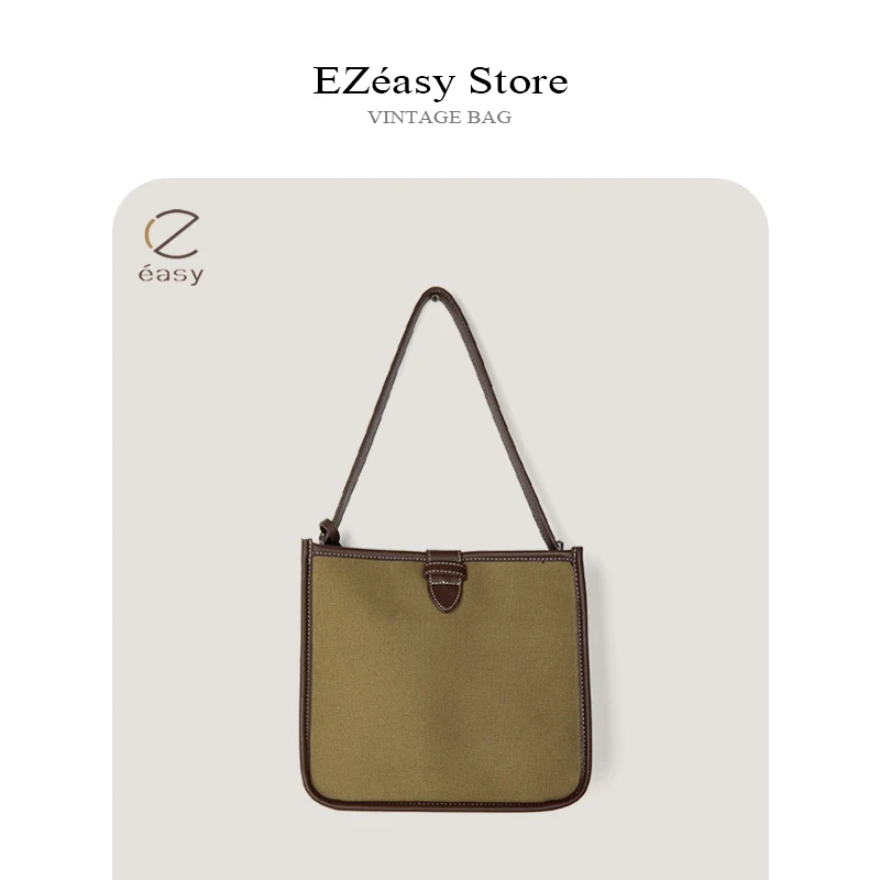 EZeasy Light Luxury Niche Designer Mini Shoulder Armpit Bag Large Capacity Vintage Canvas Handbag Composite Tote Bags for women