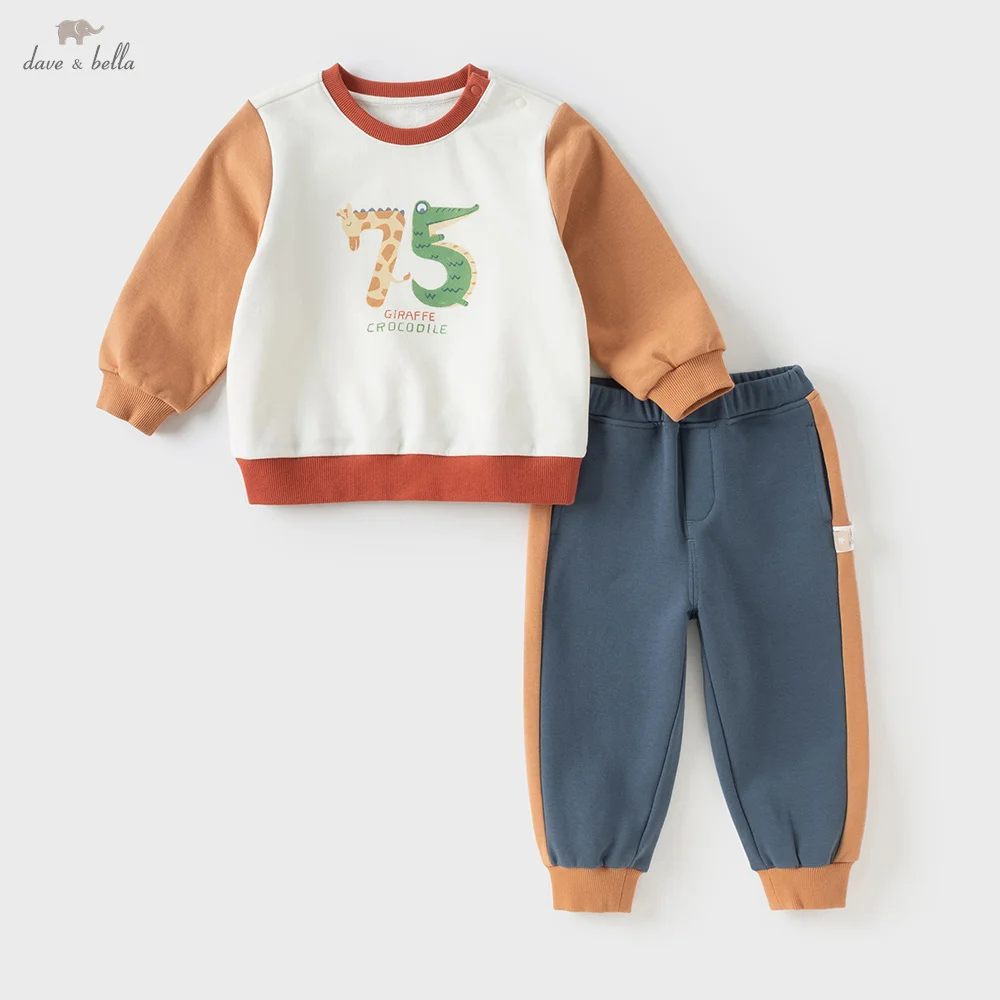 Dave Bella Kids Autumn Spring Knitted Sweatshirt Trousers Suits Boys Pullover+Pant 2Pcs Sets Casual Tracksuits Cloth DB3252510