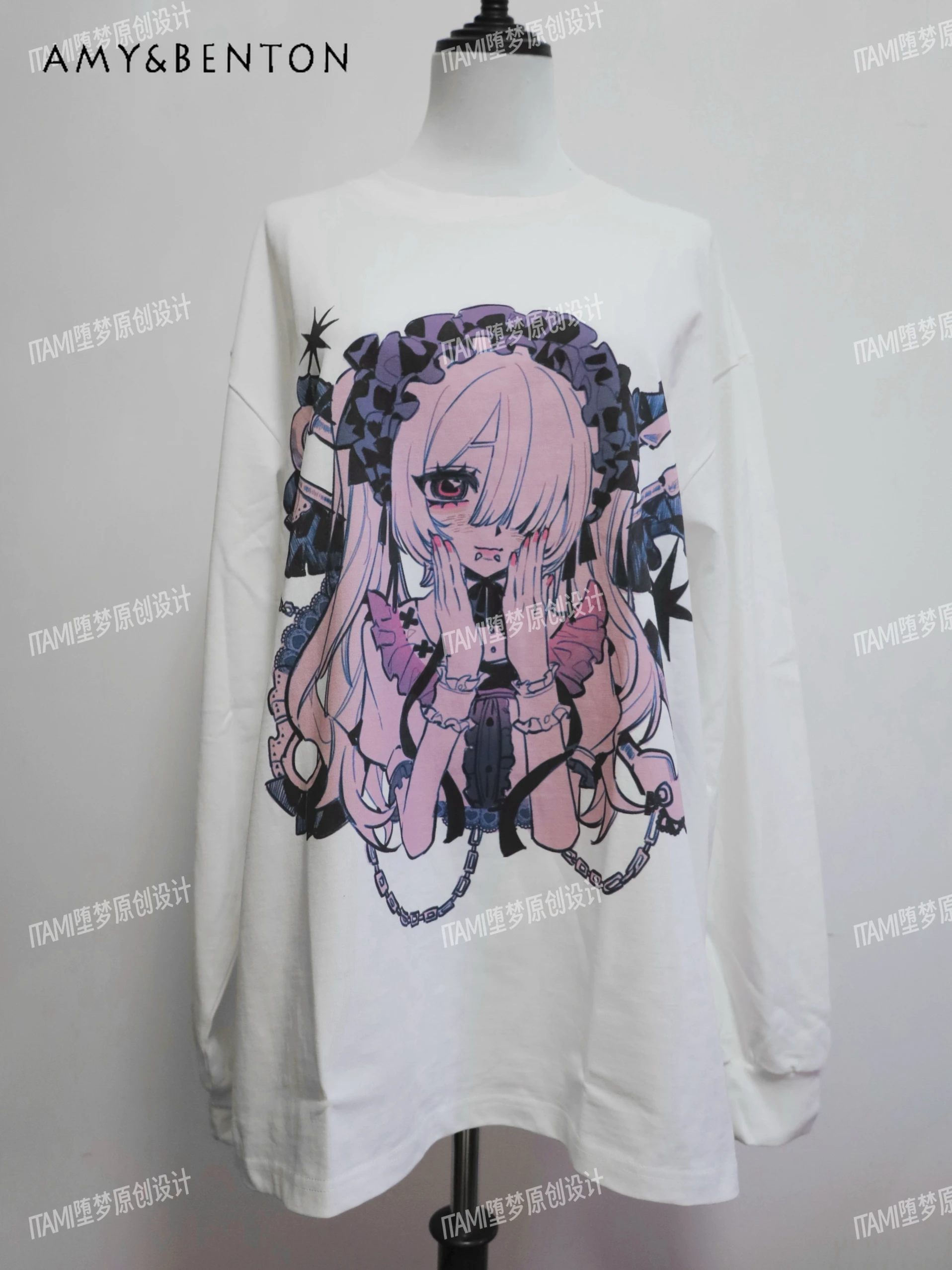 Two-dimensional Anime Girl Mine Subculture Dark Oversized T Shirt Y2K Top Japanese Cute Gothic Loose Casual Graphic T Shirts