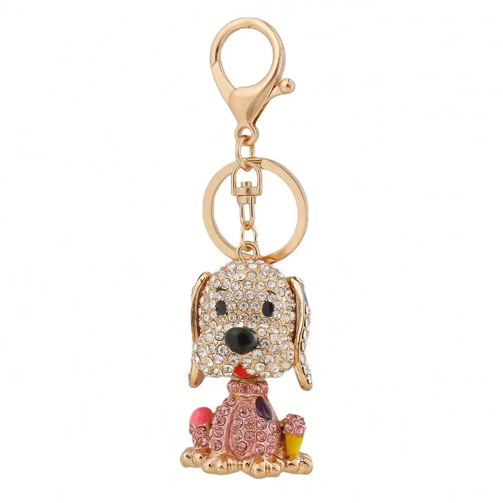 Niedlicher Welpen-Schlüsselanhänger Metall-Taschenanhänger Cartoon-Hund Kreativer Autoschlüsselring Kleines Geschenk – Detail 2