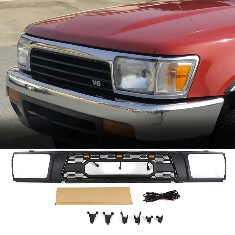 

Front Grill Auto Parts Bumper Grille TRD style with LED lights Fits For 1992-1995 Toyota 4RUNNER Racing Grill Hilux Surf