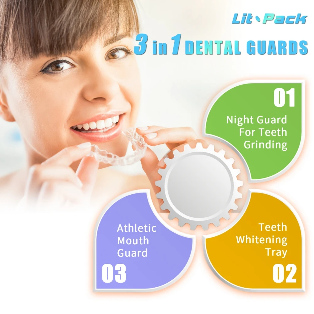 Mold able Dental Guard Upgraded Night Guard for Teeth Grinding, Stops Bruxism, Eliminates Teeth Clenching, with 2 Size 8 Counts