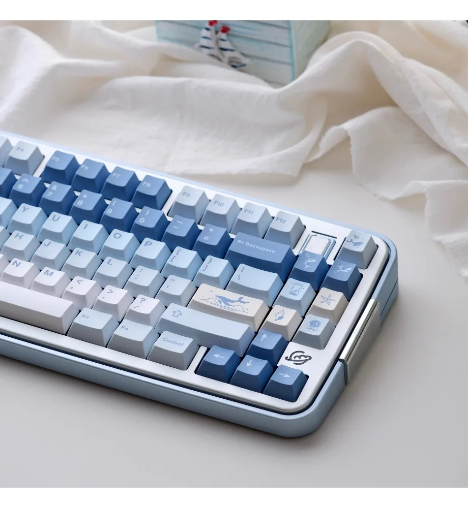 Keycap personality Yunyou Whale Dream Keycap Original height PBT five-sided sublimation custom mechanical keyboard keycap blue
