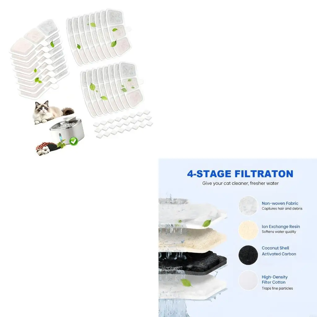 F92F 24PCS/Lot Feline Water System Replacement Filters Improve Taste and Provide Clean Drinking Liquid for Animals