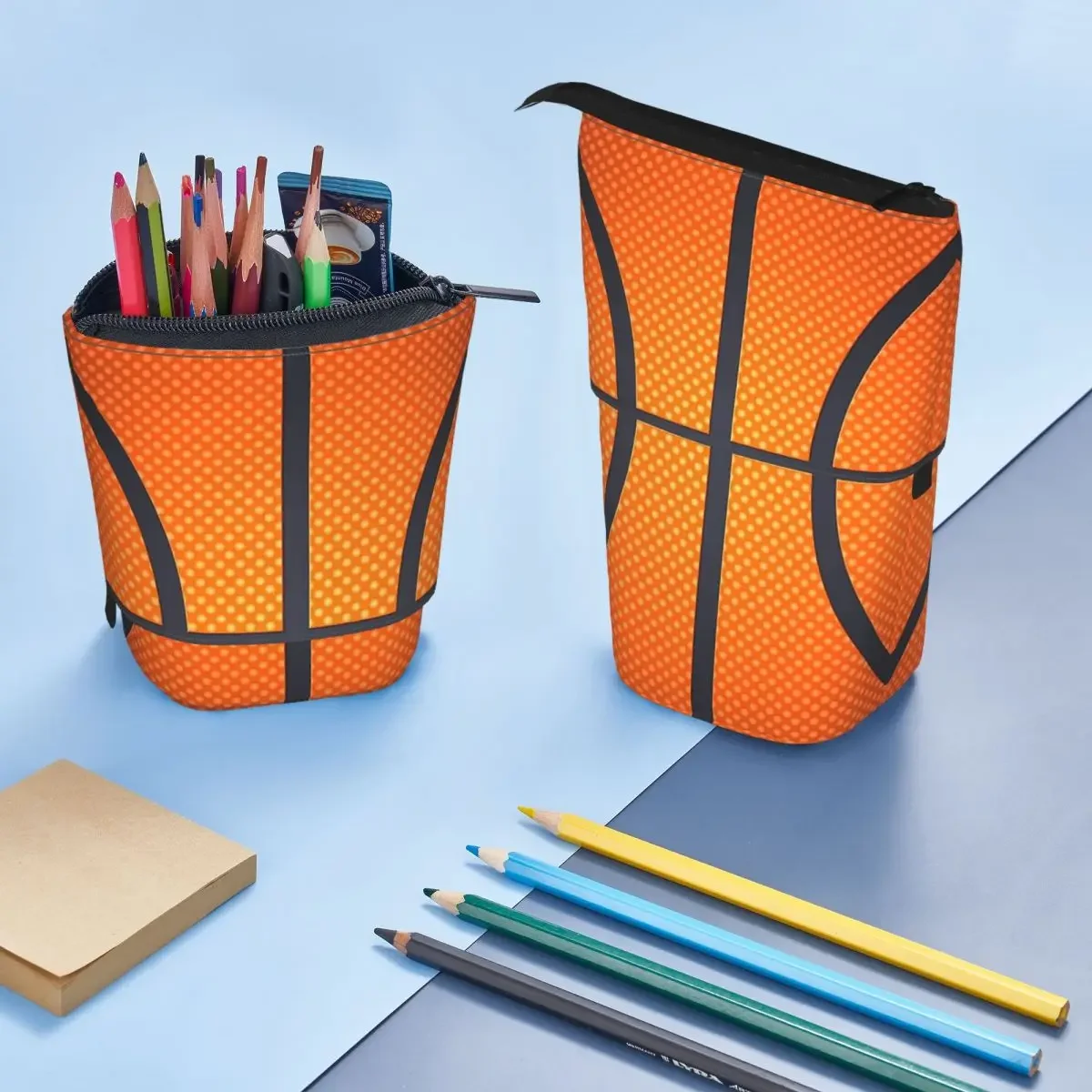 Basketball Court Design Reversible Pencil Case for Boy Girl School Pen Box Pencil Bag Stationery Supplies Pen Holder Bag