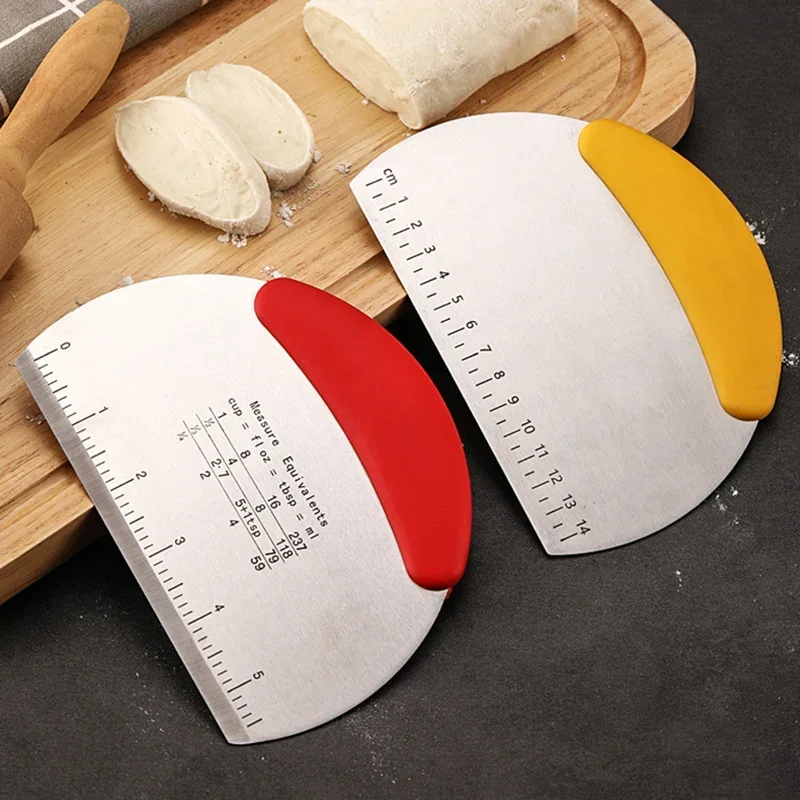 Dough Scraper Bread Pizza Dough Cutter Pastry Scraper Stainless Steel Bench Scraper Dough Knife Chopper Baking Kitchen Gadgets