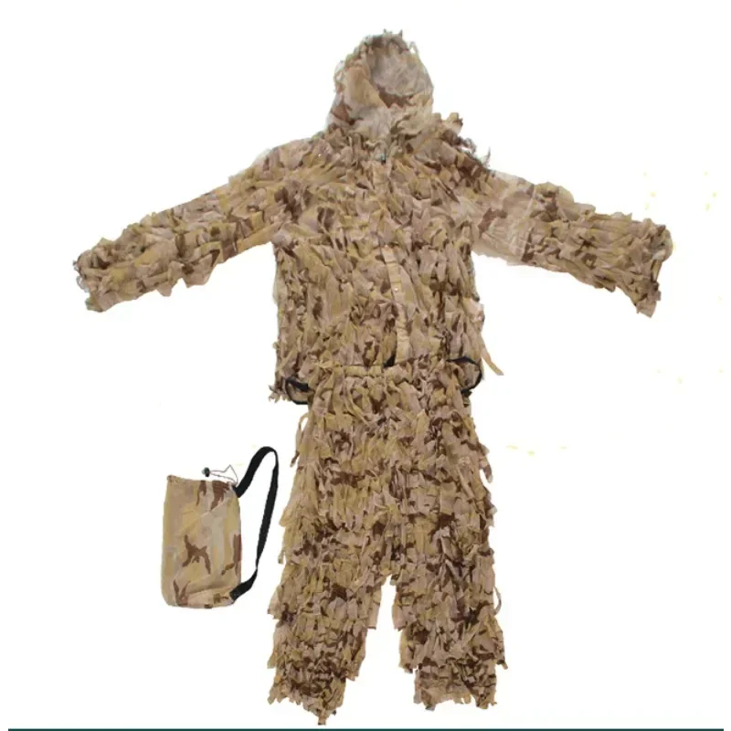 

3D Desert Hunting Suit Camo Yowie Ghillie Suit Airsoft Blind Camouflage Hunting Clothes Outdoors Hooded Sniper Tactical Uniform
