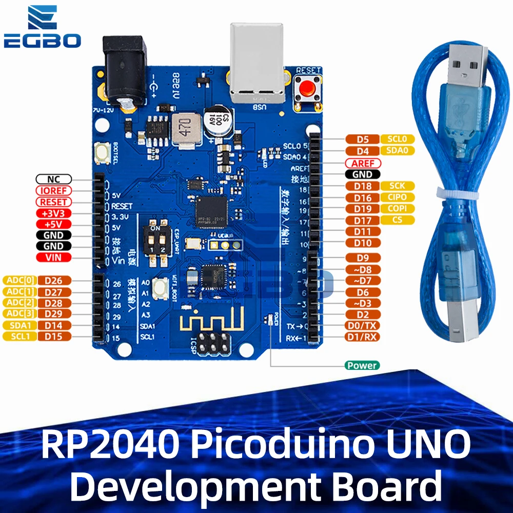 RP2040 Picoduino UNO Development Board Raspberry Pi PICO W RP2040 WIFI Dual Core Chip for Aduino