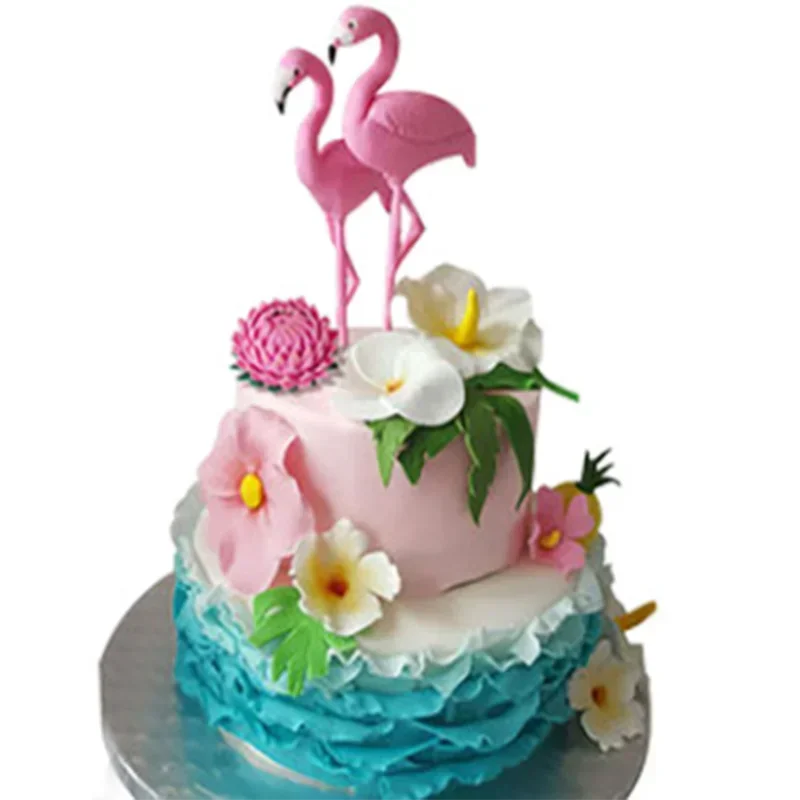 Cute Flamingo Cake Topper Tropic Party Summer Girl Birthday Wedding Decor Flamingo Gifts Hawaii Hawaiian Party Decoration 8CM