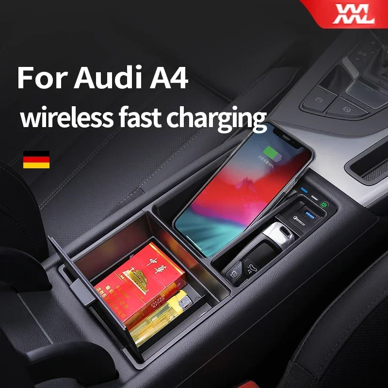 Mobile Phone Car Wireless Charger Charging Plate Interior Modification For Audi A4 S4 B9 2019 2020 2021 Sedan