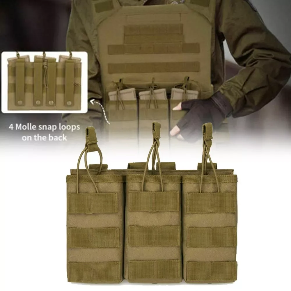 

Tactical Molle Open Top Triple Magazine Pouch Nylon 5.56 .223 Rifle Mag Holder Nylon Pouch