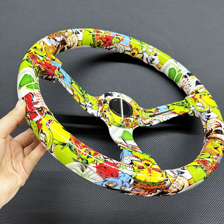

High Heat Printing Comics Steering Wheel Water Transfer Process Color Steering