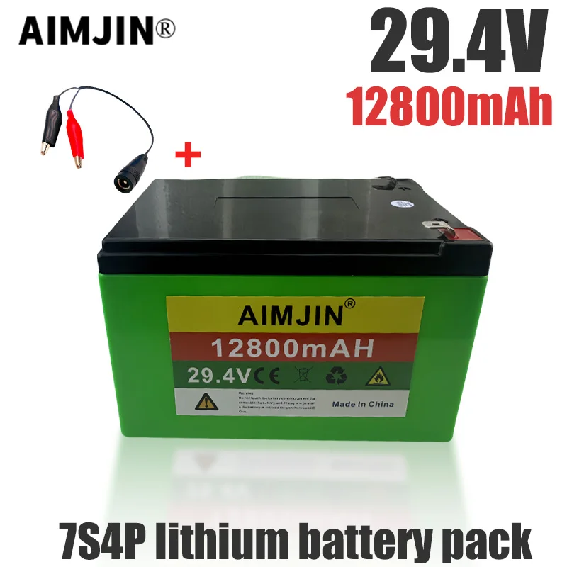 

7S4P 29.4V 12800mAh Li-ion Battery High-power 18650 Battery Pack Built in BMS High-power Suitable for Various Devices + Charger