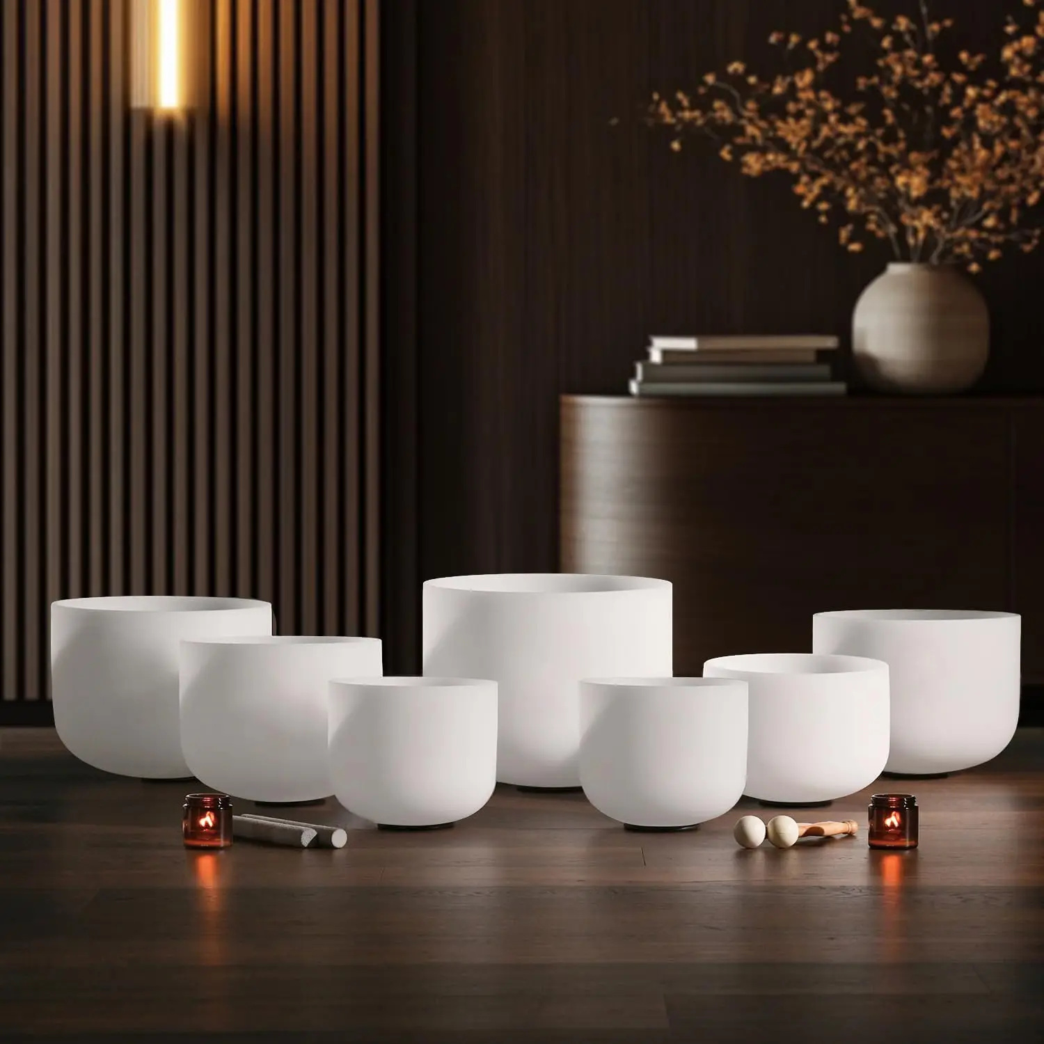 Crystal Singing bowl Set of 7 for Sound Healing White 7