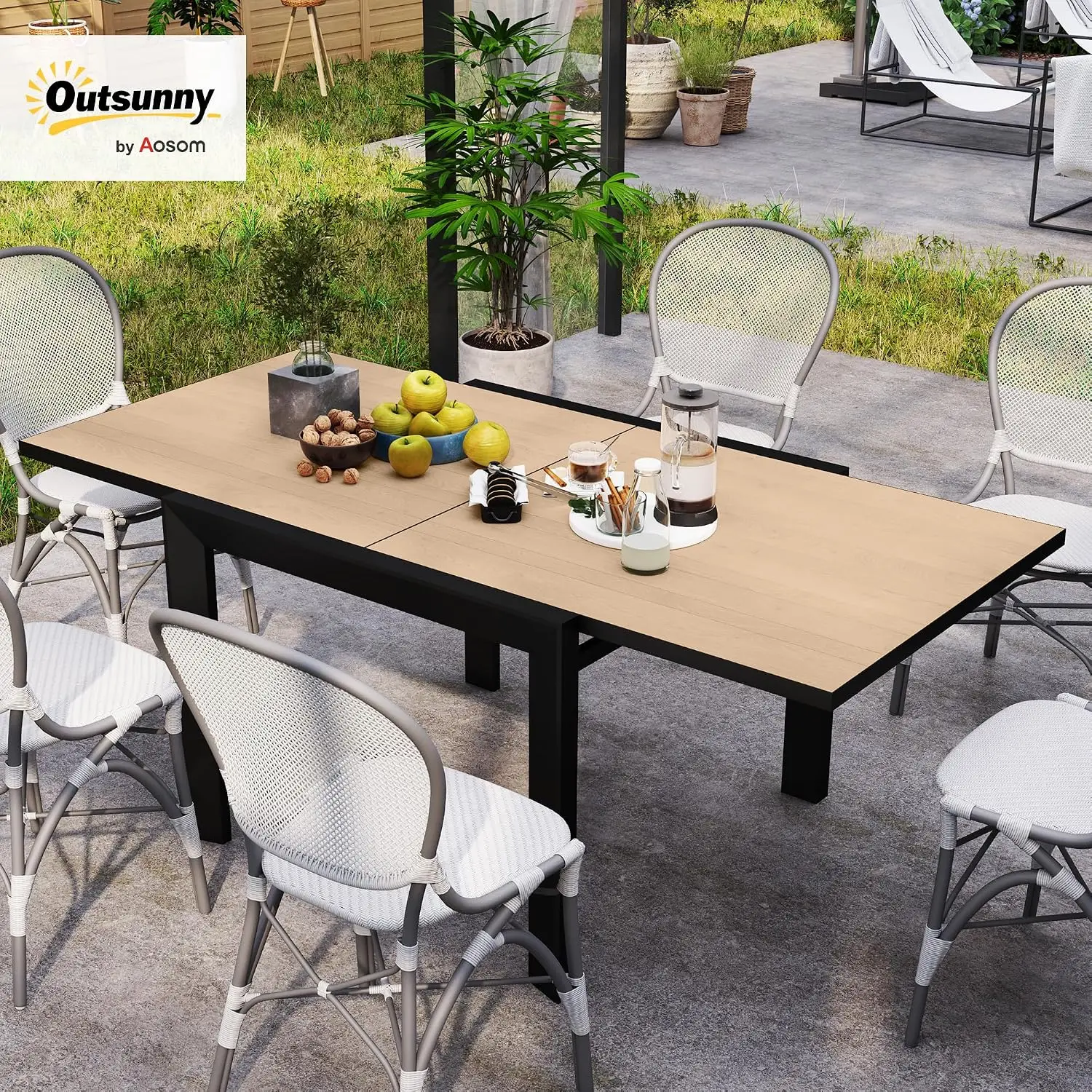 Aluminum Outdoor Dining Table Expandable 35.5