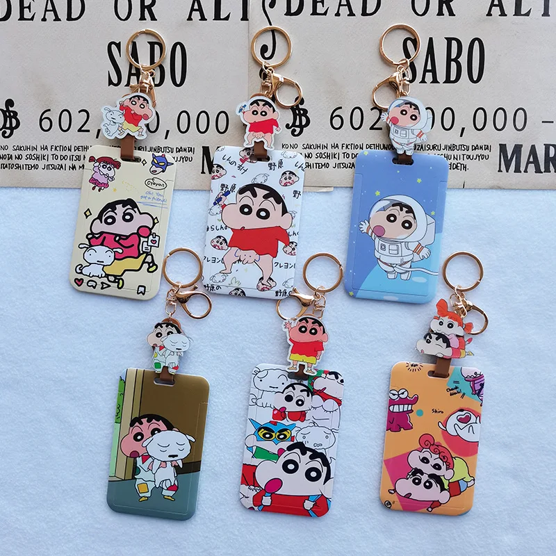 Creative Crayon Shin-Chan Card Cover Kawaii Nohara Shiro Action Kamen Student Id Credit Cards Anti-Lost Slide Card Holder Decor