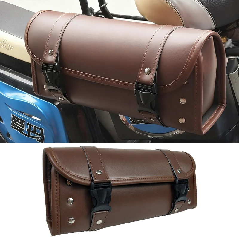 

Universal Motorcycle Saddlebags PU Leather Front Fork Tail Tool Bag Luggage For Harley Chopper Bobber Cruiser Sportster XL 883
