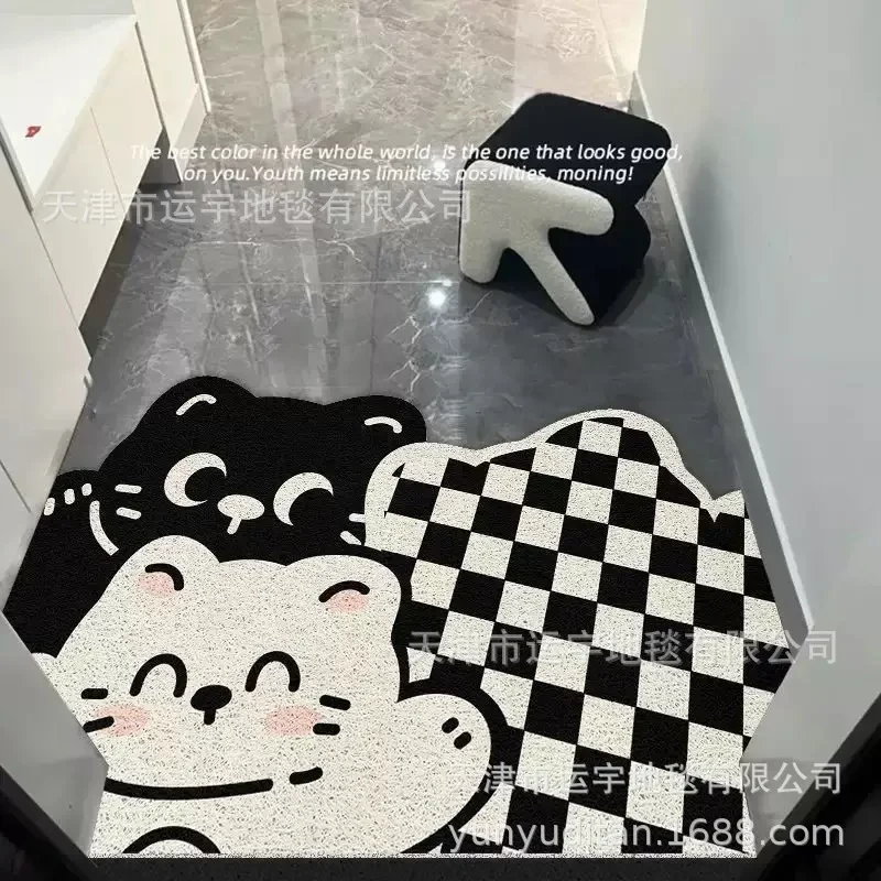 Cute Monster Cartoon Entrance Mat Living Room Hallway Rug Non-Slip Wear-Resistant Home Foot Pad Trimable