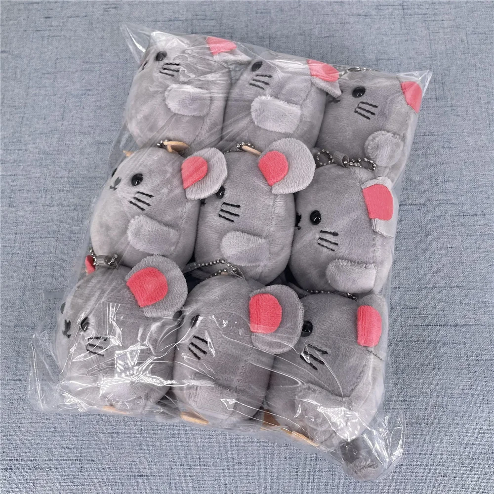

9PCS/LOT, New 10CM Gray Mouse Plush Toy , Stuffed Plush Toy , Key Charm Plush Doll