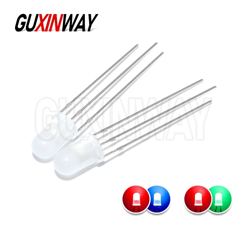 50pcs LED Light-Emitting-Diode F5 5mm 3Pin Flash Red Green Blue Bi-Color Fog Transparent  Anode Cathode Automatic Blinking