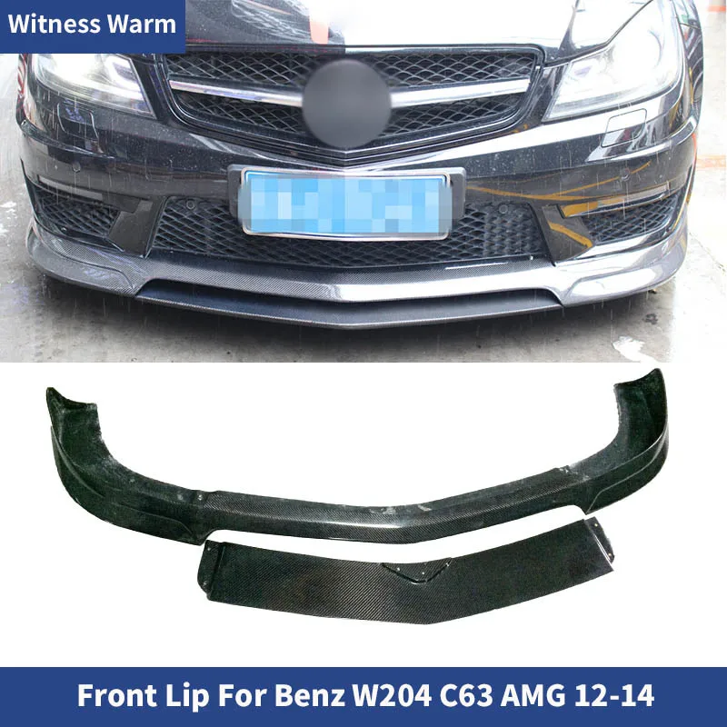 for W204 Carbon Fiber Front Lip Spoiler Splitters for Mecedes Benz c Class W204 C63 Amg 2012-2014 Head Bumper Chin