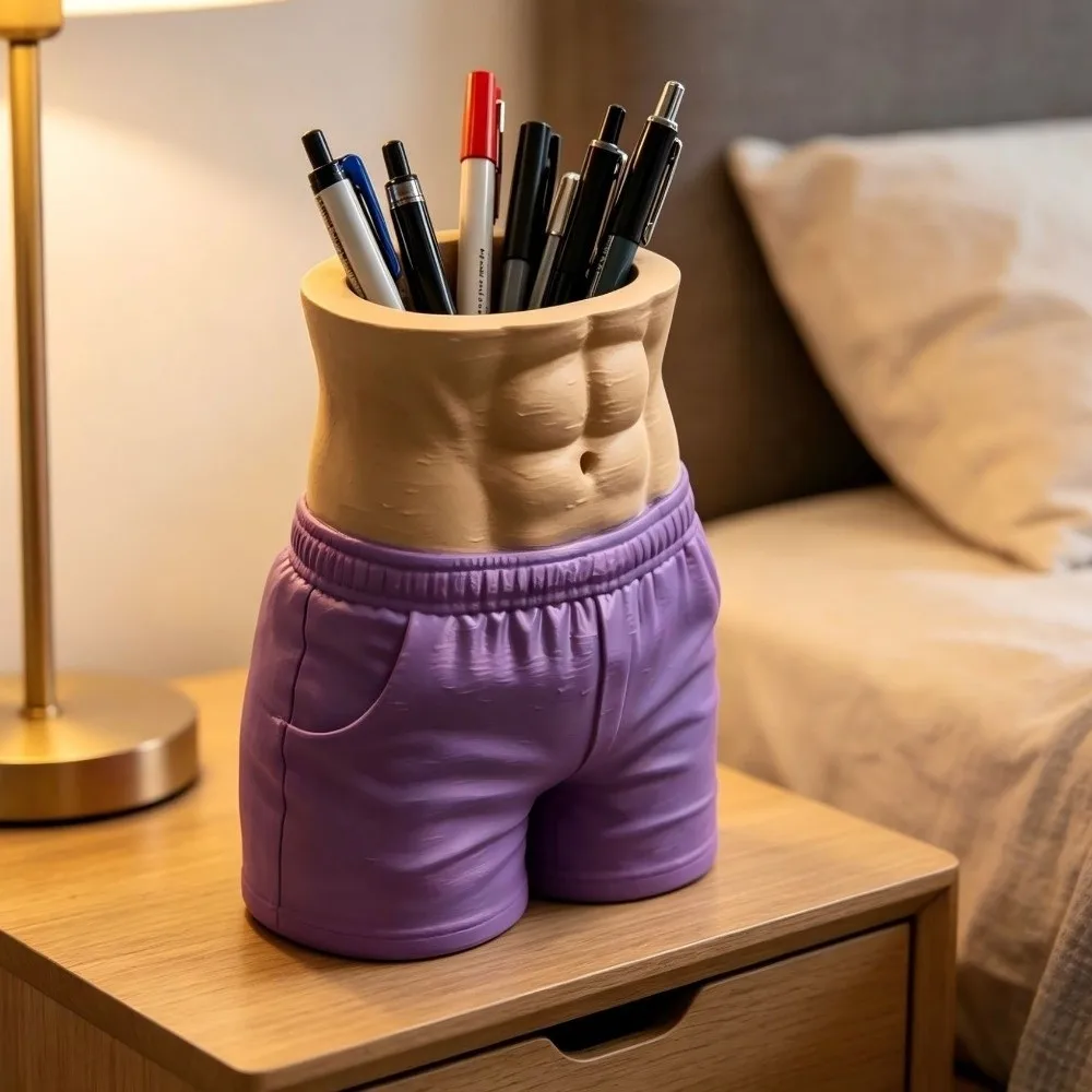 3D Printed Abdominal Muscle Pen Holder Decorative Plastic Pencil Cup Muscle Torso Unique Desktop Storage Ornaments Student Desk