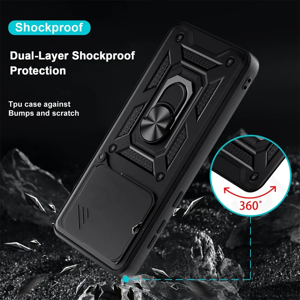 Case For Xiaomi 14T Redmi Note 13 Pro Plus 4G 5G Redmi Note 13 Pro 14 Pro Slide Camera Protector 360 Ring Armor PC Hard Cover