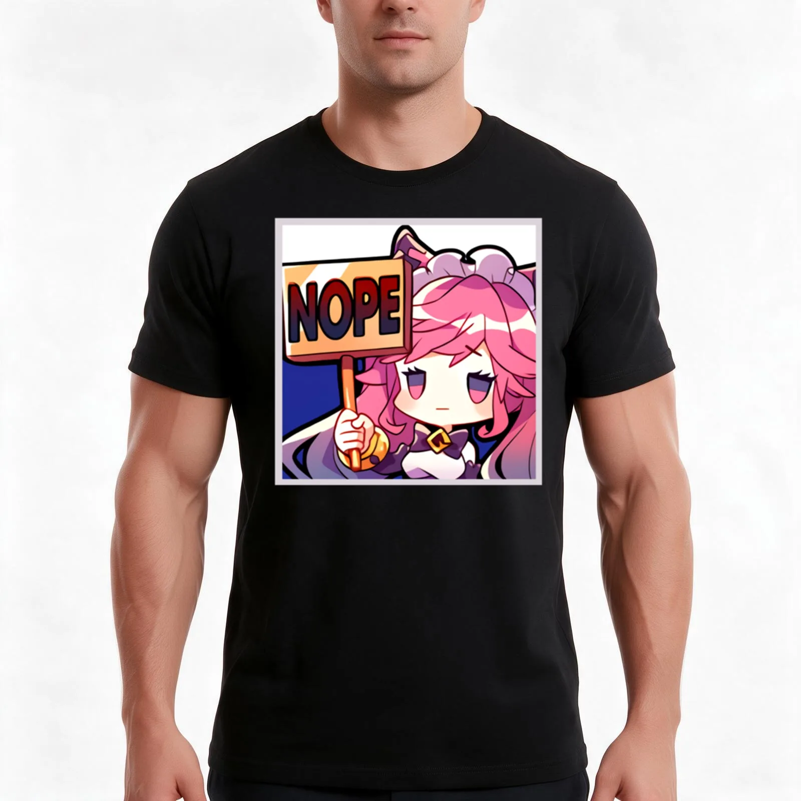 Cleo NOPE T-Shirt, Summer Casual Cotton Tee, Oversized Streetwear Tops, Vintage Graphic Print, Loose Fit Short Sleeve