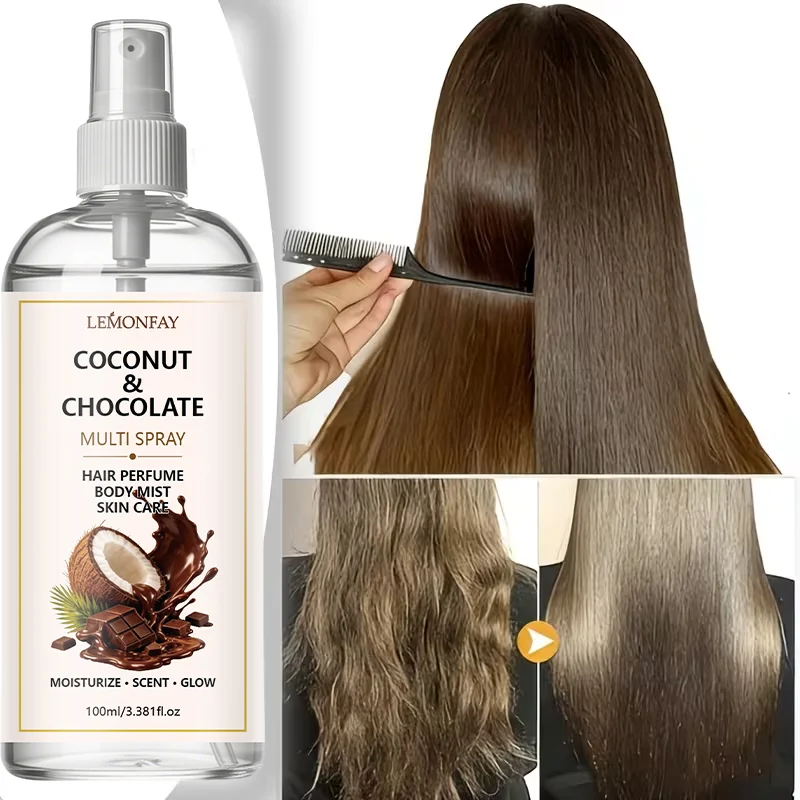 Sweet Scent Body Hair Mist Coconut Chocolate Fragrance Spray Long‑Lasting Perfume Spray Moisturizer Daily Body‑Hair Skincare