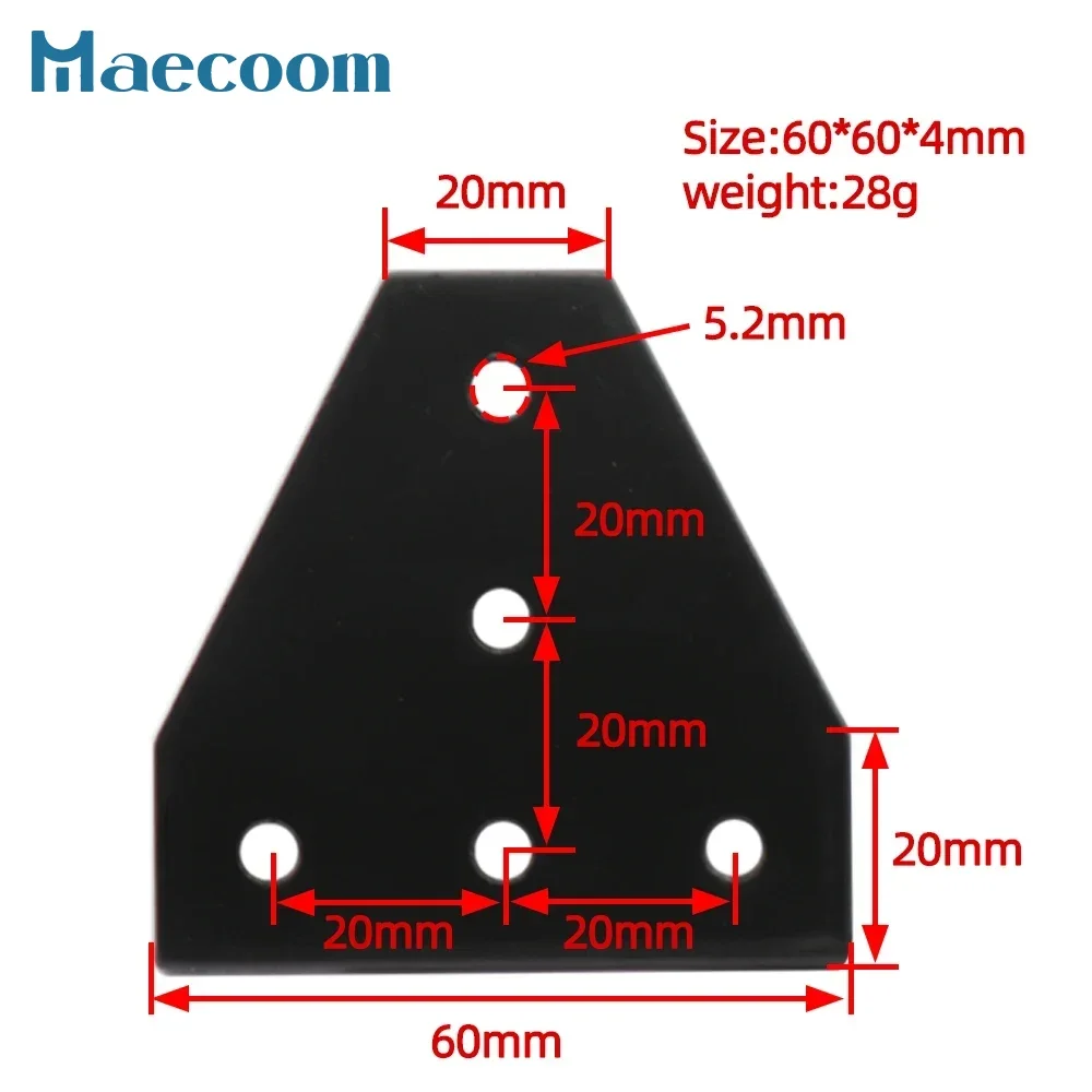 5 holes 90 degree joint board plate corner angle bracket connection joint strip for 2020 3030 4040 1515 aluminum profile