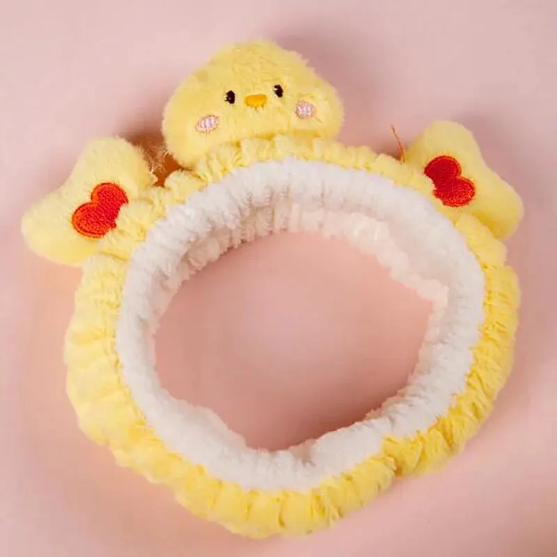 3pcs/set of Autumn and Winter Super Cute Super Cute Yellow Chicken Plush Hair Band Wash Face Pressure Hair Band for Daily Life