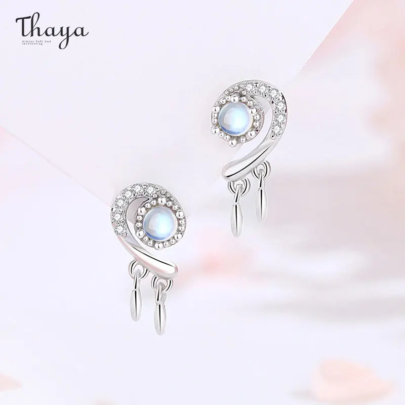 

Thaya S925 Sterling Silver Moonstone Women Earrings Fashion Elegant Earring Stud for Women Party Fine Jewelry Christmas Gifts