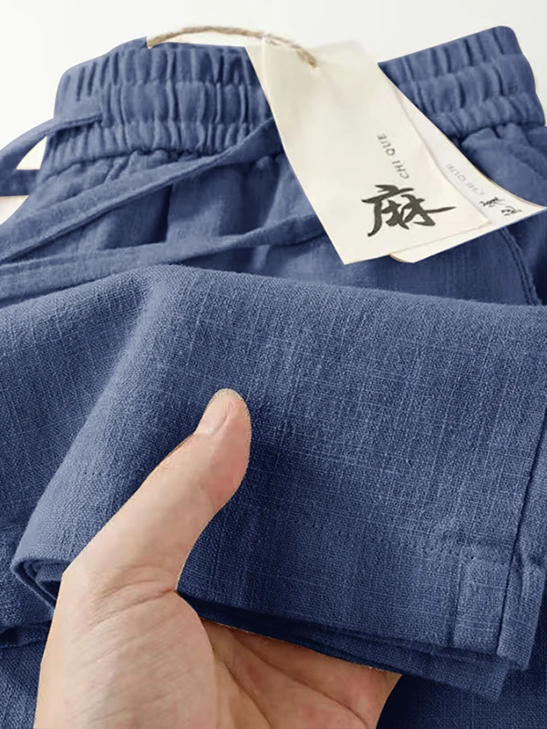 

Men's Cotton Linen Summer Thin Casual Pants Breathable Cool Straight Leg Trousers Youth Casual Faion Lightweight Long Trousers
