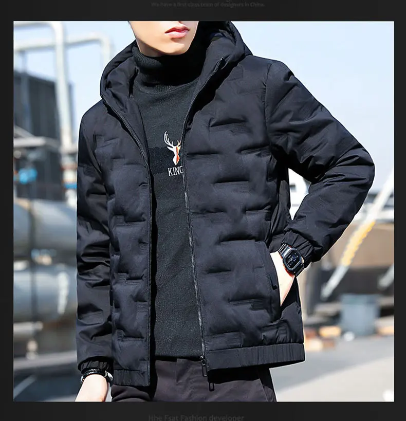 Cotton-Padded Men Winter 2023 Fashion Simple Thickened Cotton-Padded Baseball Jacket New Men\'s Trend with Cashmere Coat