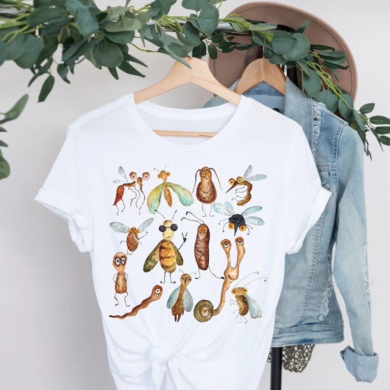 Bug Entomology Shirt Bug Lover Entomology T Shirt Gift  Insect  Botanical Insect Funny Tee Women Cotton Breathable Summer Tees