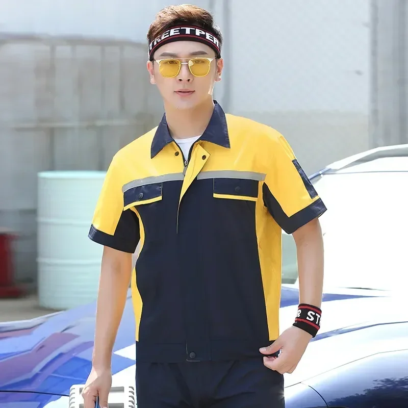 Summer Electric Logo Mechanic Repairman Factory Clothes Workshop Repairer Men For Painter Printed Welder Automobile Working Suit