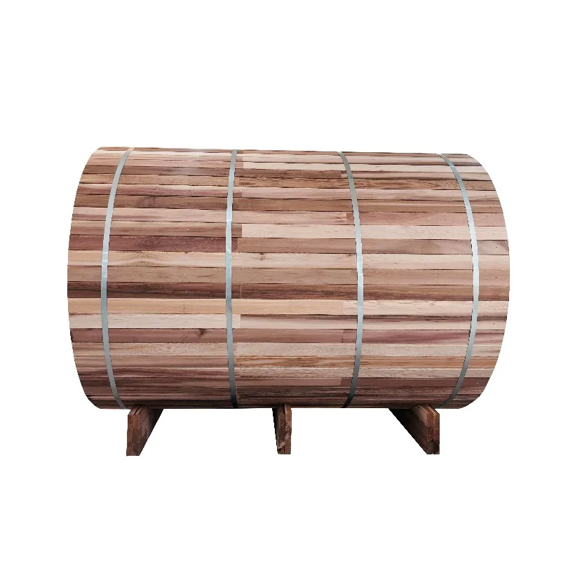 Customized Outdoor Traditional Family Full Body Panoramic Barrel Sauna with Brown Glass Door Modern Solid Wood Steam Sauna