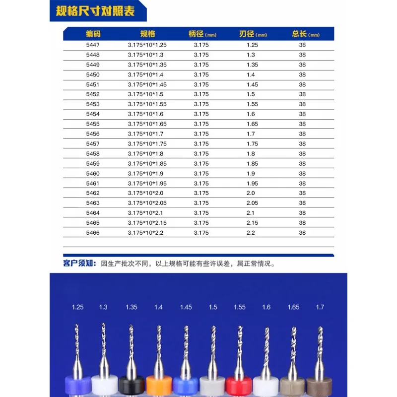 Tungsten Carbide Micro PCB Drill Bits 1.25mm-2.2mm, for Circuit Board, Amber, Beeswax Drilling